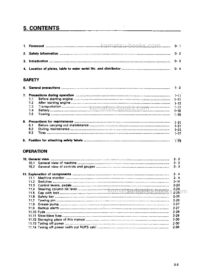 Komatsu wd420-3jpn Operation manual cover Page 6 Komatsu wd420-3jpn Operation manual cover Page 6