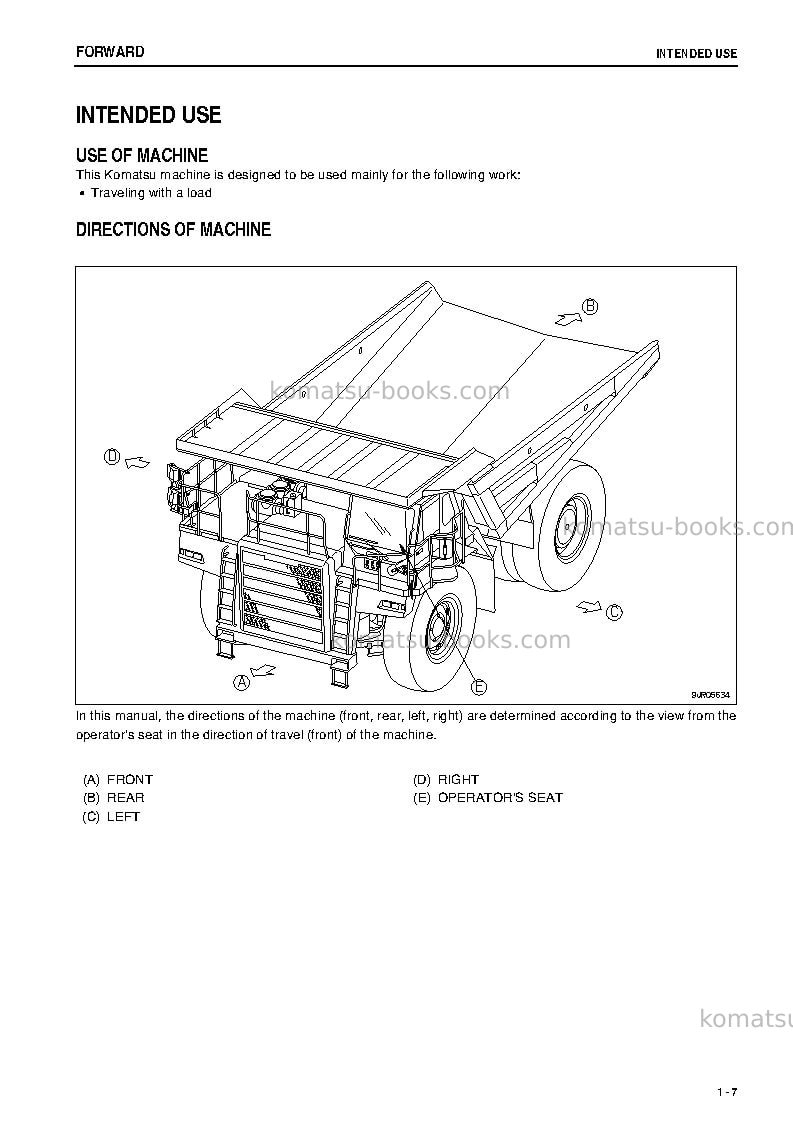 Komatsu hd785-7ind-50c degree m/c spec Operation manual cover Page 6 Komatsu hd785-7ind-50c degree m/c spec Operation manual cover Page 6
