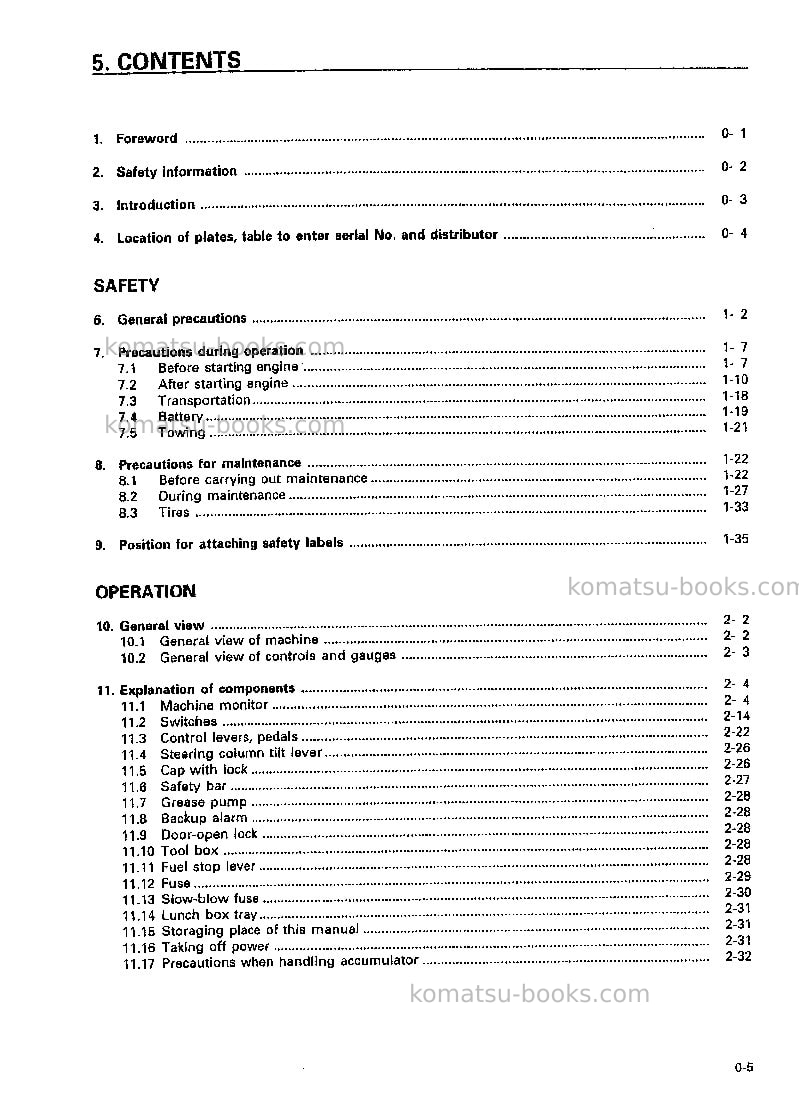 Komatsu wd900-3jpn Operation manual cover Page 6 Komatsu wd900-3jpn Operation manual cover Page 6