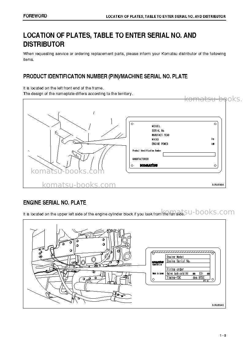 Komatsu hd605-7jpn-r Operation manual cover Page 6 Komatsu hd605-7jpn-r Operation manual cover Page 6