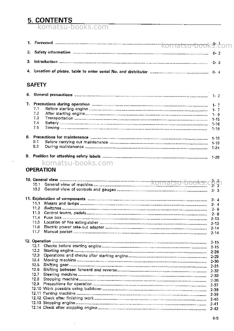 Komatsu d37p-5jpn-a Operation manual cover Page 6 Komatsu d37p-5jpn-a Operation manual cover Page 6