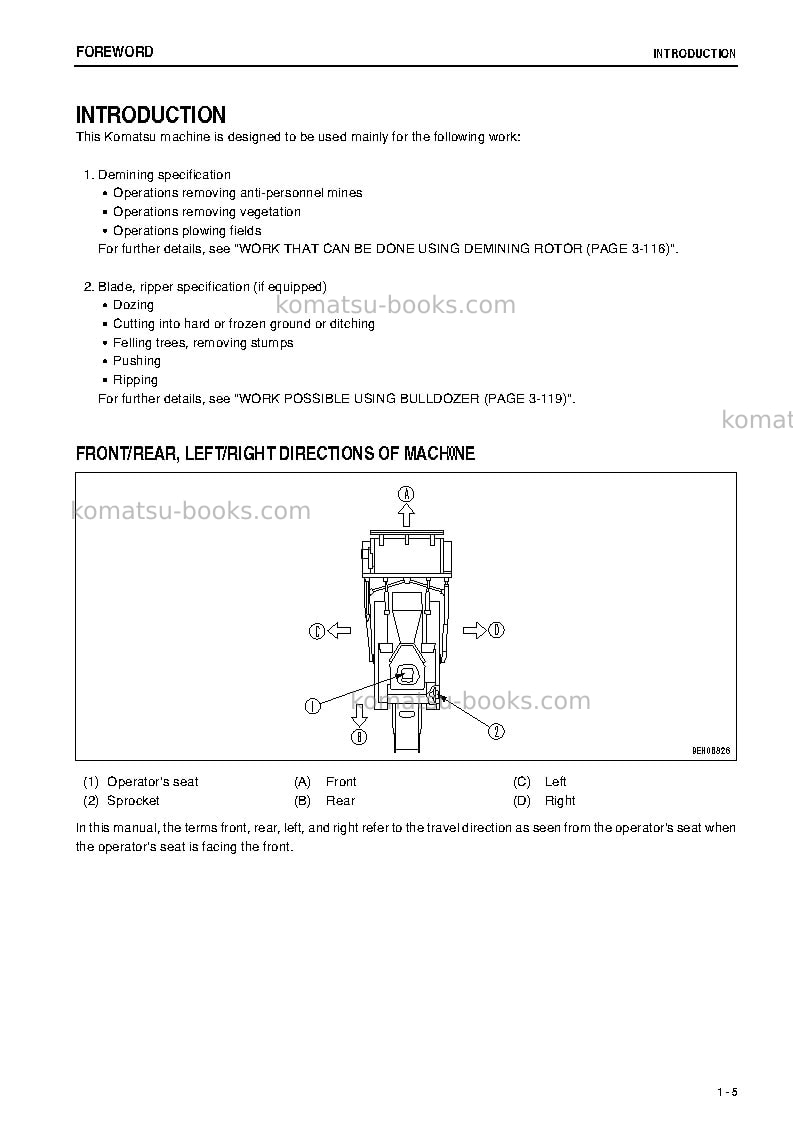 Komatsu d85ms-15jpn Operation manual cover Page 6 Komatsu d85ms-15jpn Operation manual cover Page 6