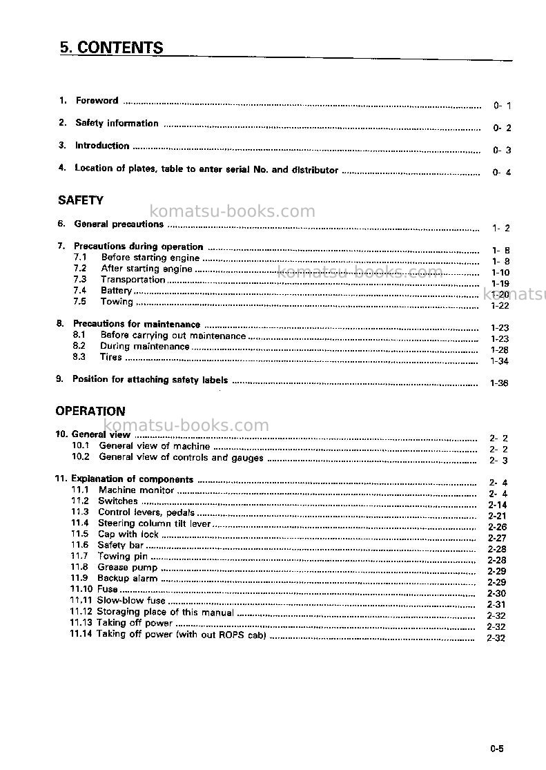 Komatsu wa320-3jpn-autoshift transmission Operation manual cover Page 6 Komatsu wa320-3jpn-autoshift transmission Operation manual cover Page 6