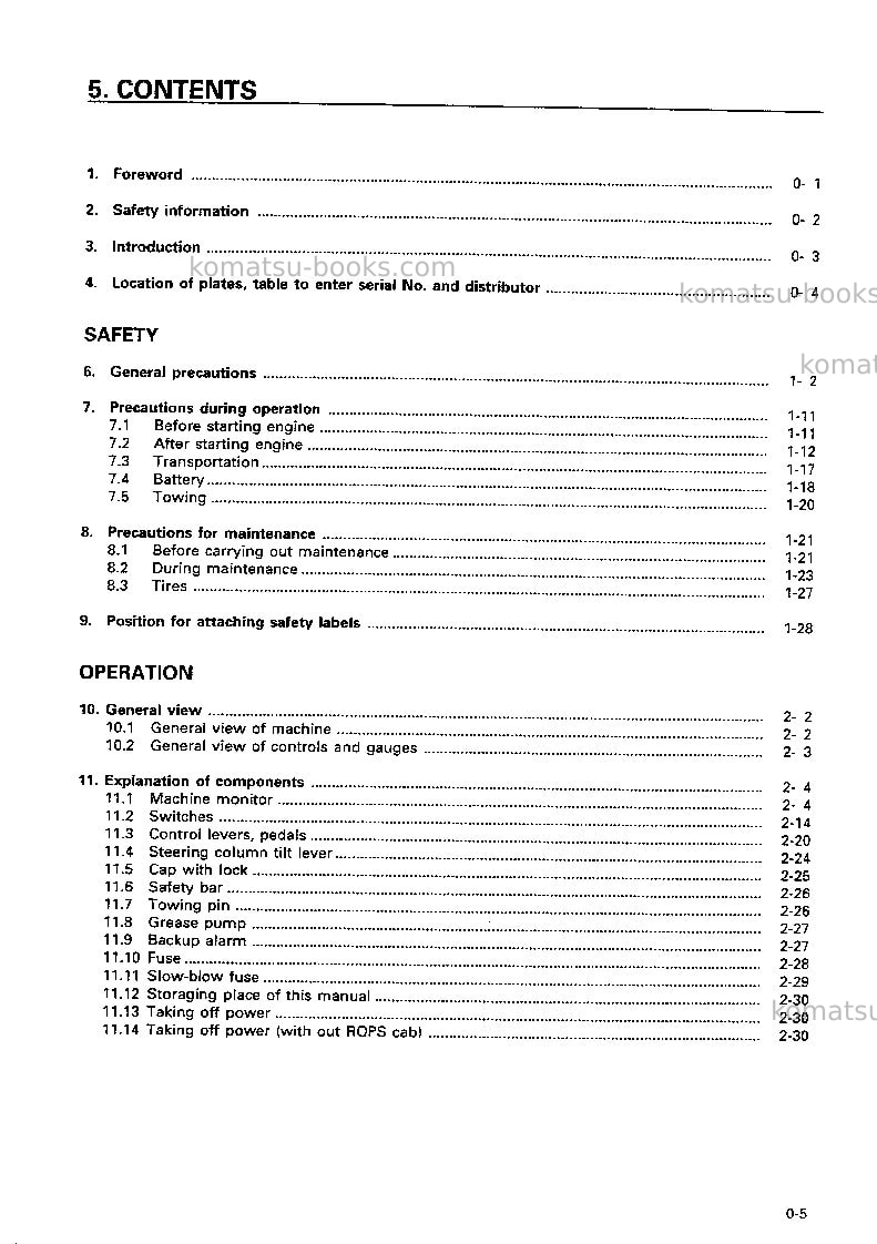 Komatsu wa380-3jpn Operation manual cover Page 6 Komatsu wa380-3jpn Operation manual cover Page 6