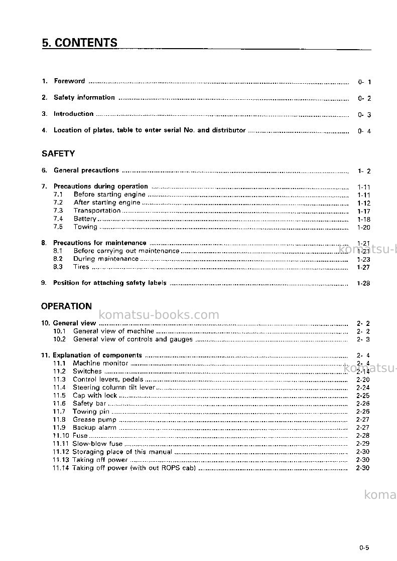 Komatsu wa420-3jpn Operation manual cover Page 6 Komatsu wa420-3jpn Operation manual cover Page 6