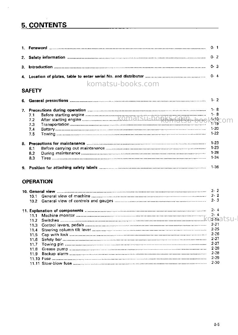 Komatsu wa470-3jpn-mono lever, autoshift tramsmission Operation manual cover Page 6