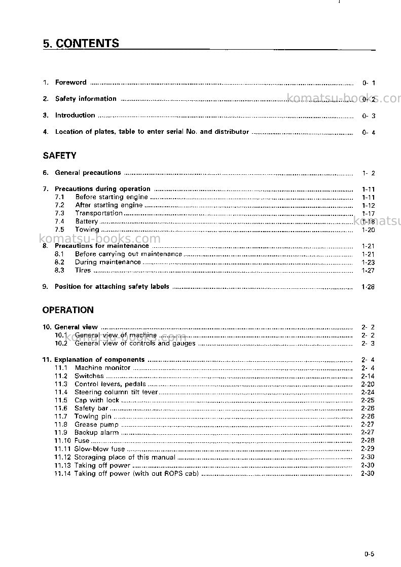 Komatsu wa470-3jpn Operation manual cover Page 6 Komatsu wa470-3jpn Operation manual cover Page 6