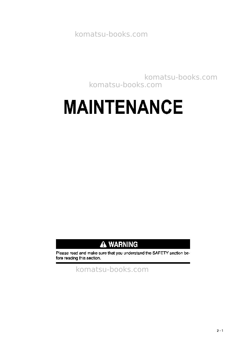 Komatsu d21a-8jpn-trimming dozer, for china Operation manual cover Page 6