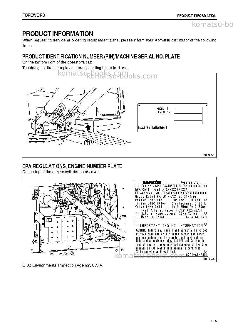 Komatsu pc130-8jpn Operation manual cover Page 6