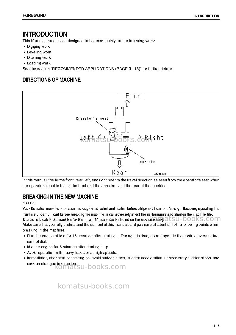 Komatsu pc1250-7jpn Operation manual cover Page 6 Komatsu pc1250-7jpn Operation manual cover Page 6