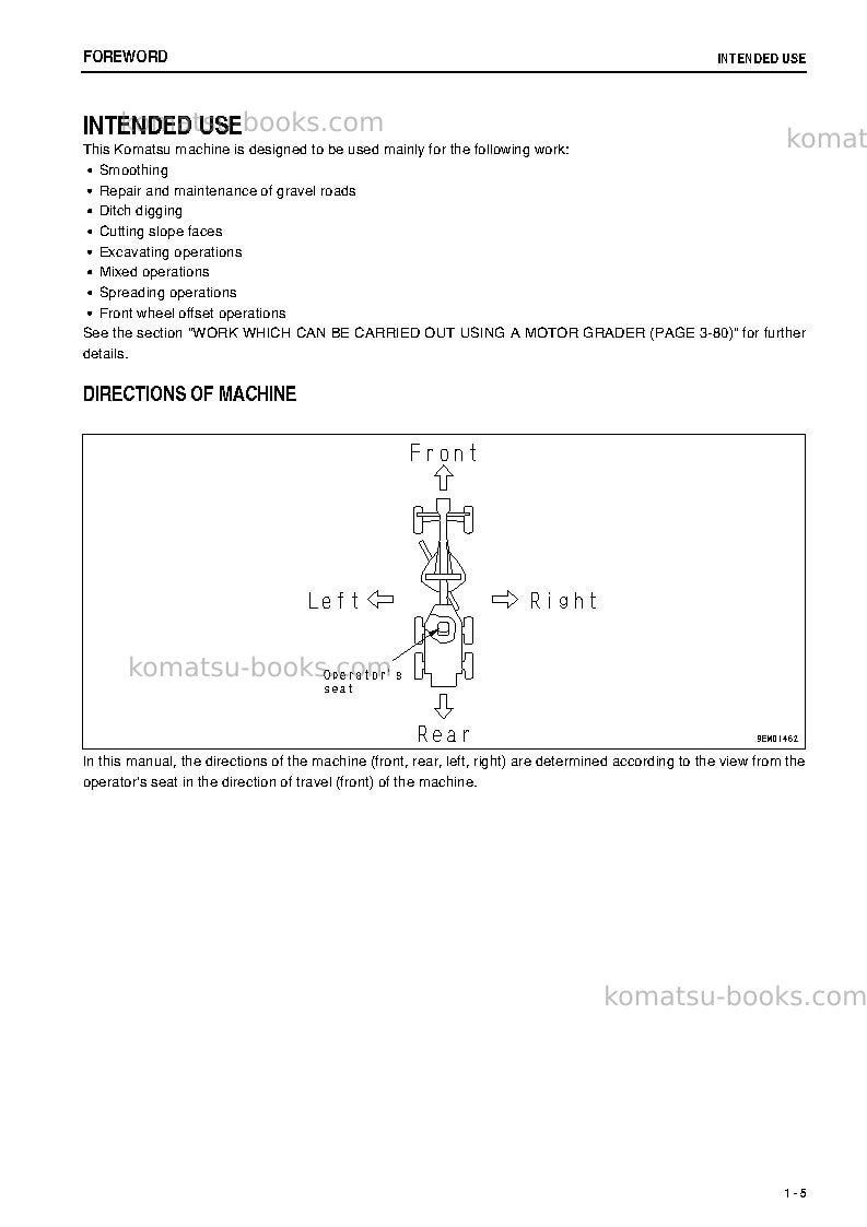Komatsu gd825a-2jpn Operation manual cover Page 6