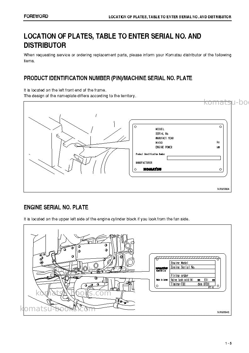 Komatsu hd605-7jpn-r Operation manual cover Page 6