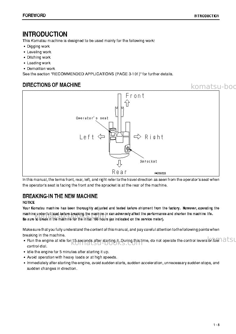 Komatsu pc450-7jpn-7-segment- monitor Operation manual cover Page 6 Komatsu pc450-7jpn-7-segment- monitor Operation manual cover Page 6