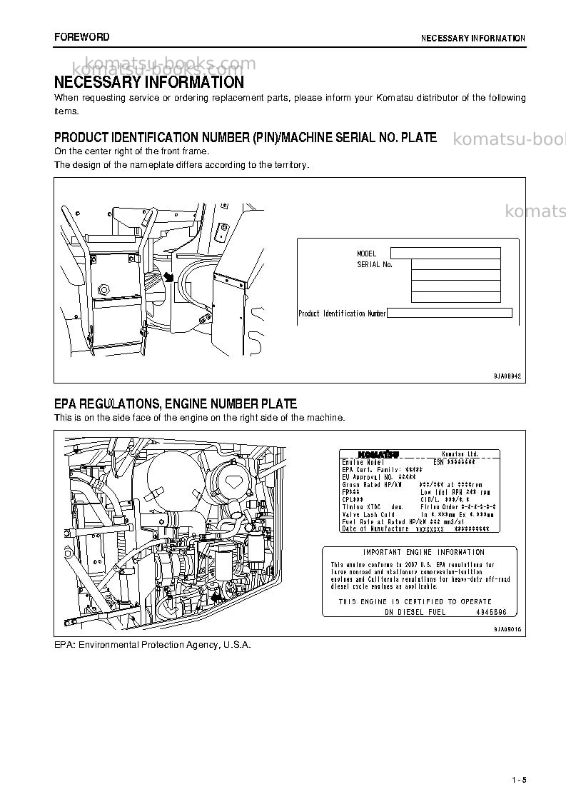 Komatsu wa200-6jpn Operation manual cover Page 6 Komatsu wa200-6jpn Operation manual cover Page 6