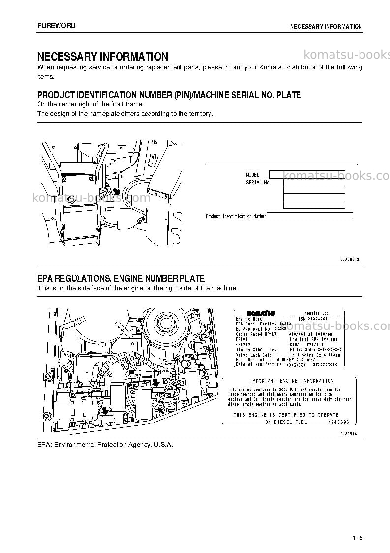Komatsu wa320-6jpn Operation manual cover Page 6 Komatsu wa320-6jpn Operation manual cover Page 6