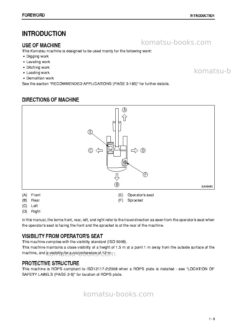 Komatsu hb215lc-1jpn-hybrid greasing interval 100 hour Operation manual cover Page 6 Komatsu hb215lc-1jpn-hybrid greasing interval 100 hour Operation manual cover Page 6