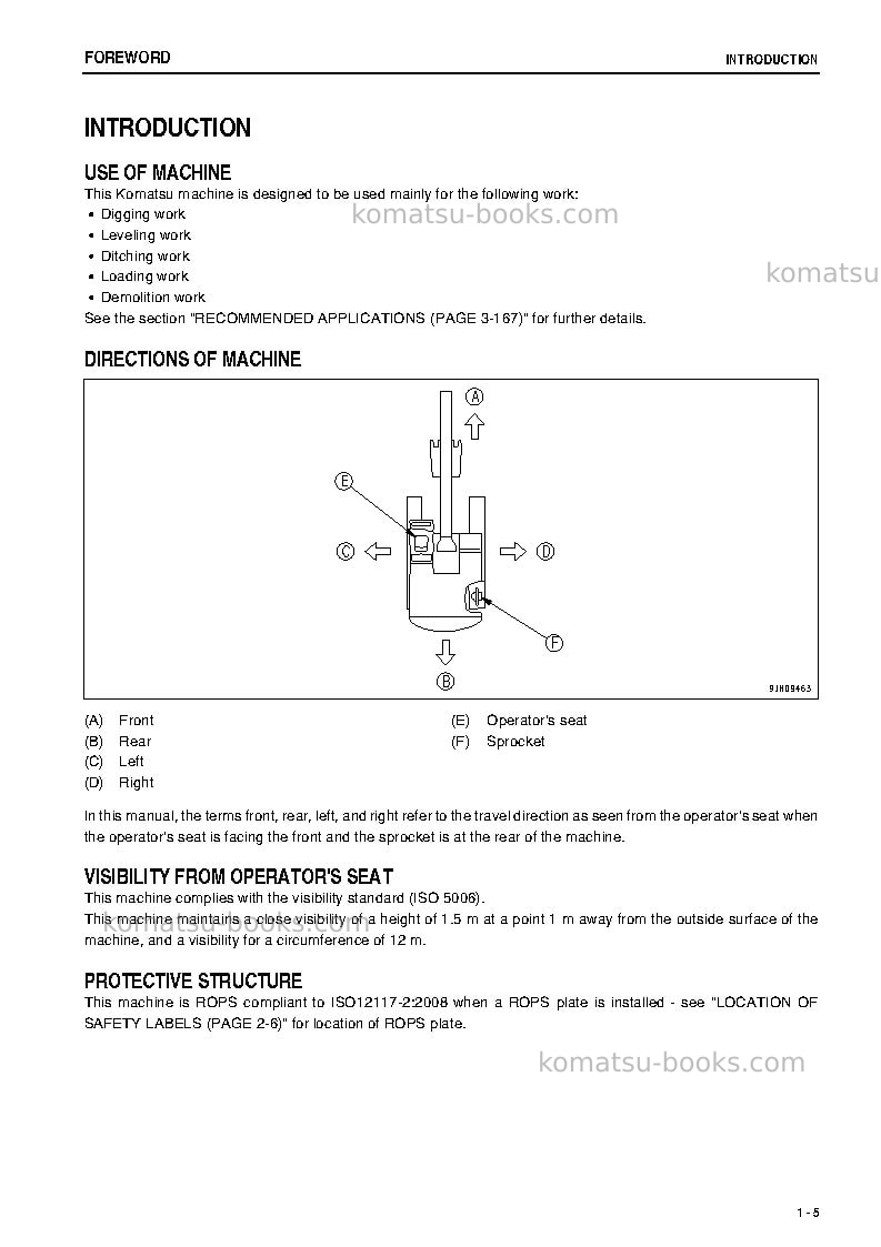 Komatsu pc200-8jpn-webasto heater spec., work equipment grease 100h Operation manual cover Page 6 Komatsu pc200-8jpn-webasto heater spec., work equipment grease 100h Operation manual cover Page 6