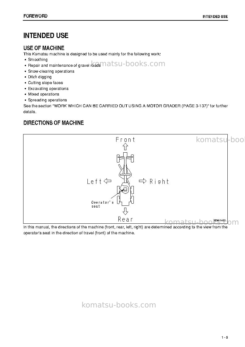 Komatsu gd555-5jpn Operation manual cover Page 6 Komatsu gd555-5jpn Operation manual cover Page 6