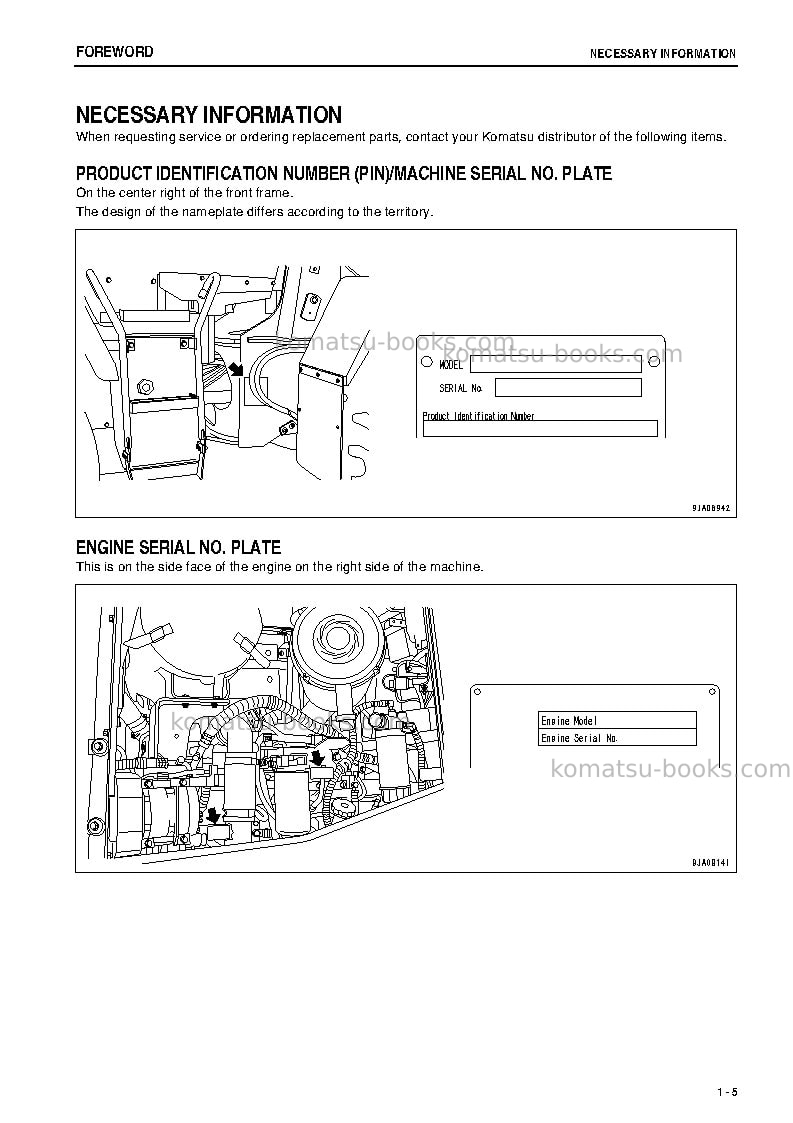 Komatsu wa320-6jpn Operation manual cover Page 6 Komatsu wa320-6jpn Operation manual cover Page 6