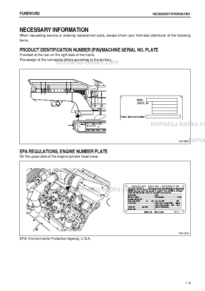 Komatsu br580jg-1jpn Operation manual cover Page 6 Komatsu br580jg-1jpn Operation manual cover Page 6