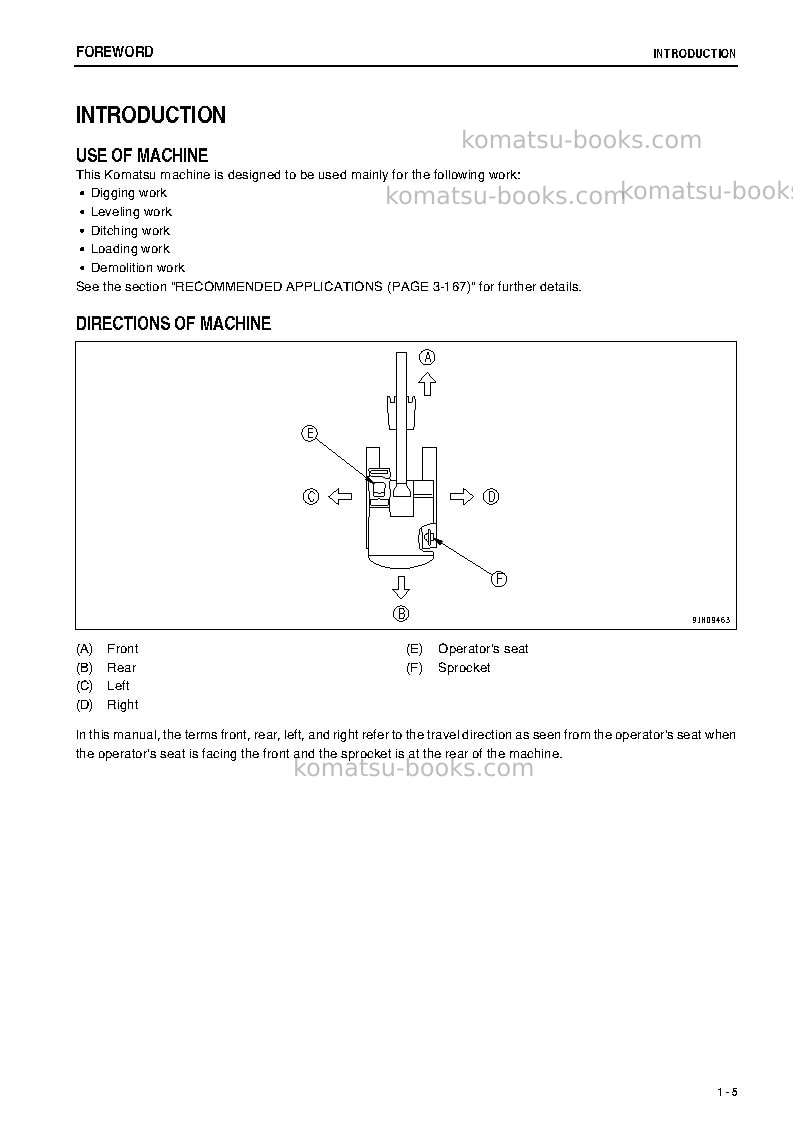 Komatsu pc200lc-8jpn-webasto heater spec., work equipment grease 100h Operation manual cover Page 6