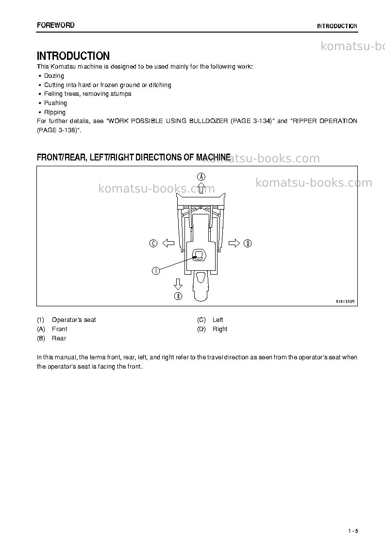 Komatsu d275a-5jpn--50c degree Operation manual cover Page 6 Komatsu d275a-5jpn--50c degree Operation manual cover Page 6