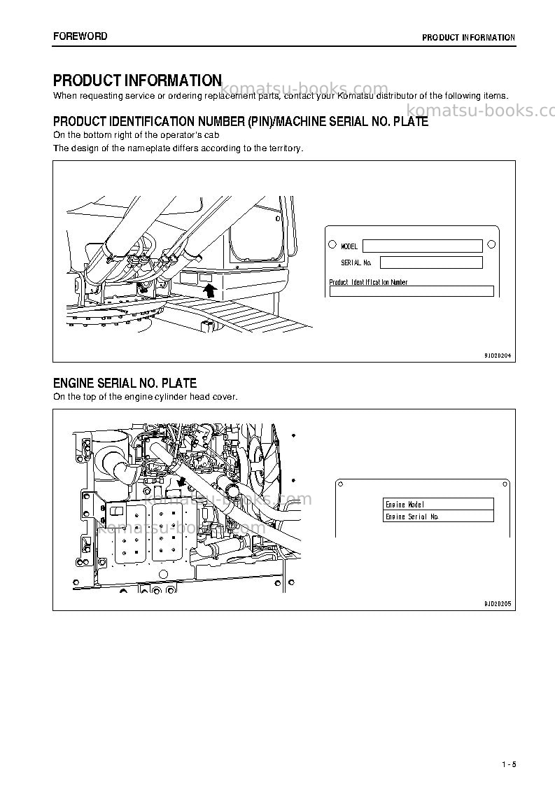 Komatsu pc130-8jpn Operation manual cover Page 6 Komatsu pc130-8jpn Operation manual cover Page 6