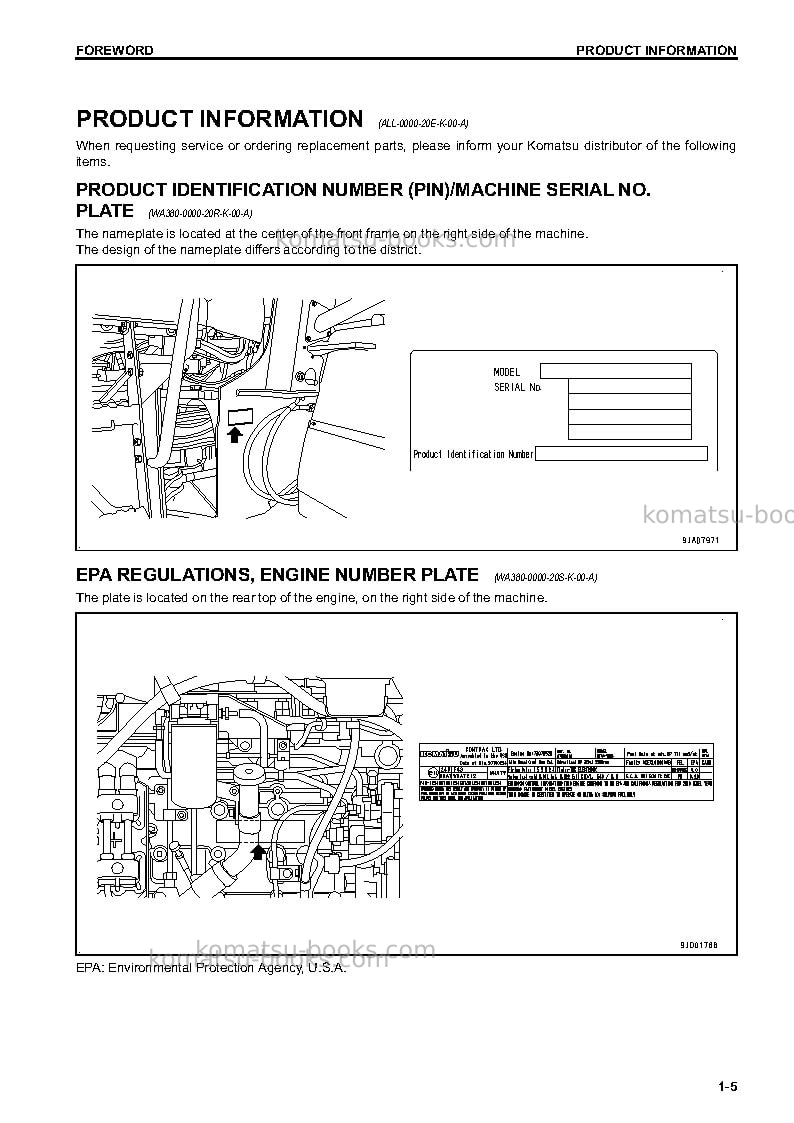 Komatsu wa380-7jpn-for eu Operation manual cover Page 6 Komatsu wa380-7jpn-for eu Operation manual cover Page 6