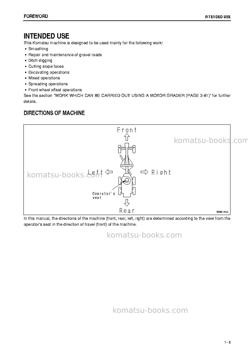 Komatsu gd825a-2jpn-e0 Operation manual cover Page 6 Komatsu gd825a-2jpn-e0 Operation manual cover Page 6