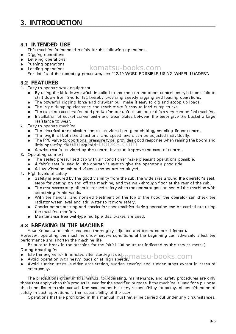 Komatsu wa900-3jpn Operation manual cover Page 6 Komatsu wa900-3jpn Operation manual cover Page 6