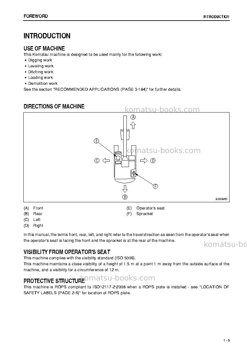 Komatsu hb205-1jpn-hybrid greasing interval 500 hour Operation manual cover Page 6 Komatsu hb205-1jpn-hybrid greasing interval 500 hour Operation manual cover Page 6