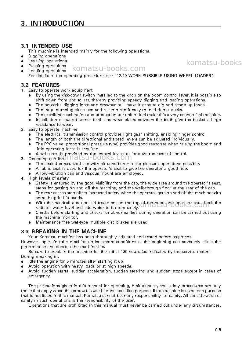 Komatsu wa800-3jpn Operation manual cover Page 6