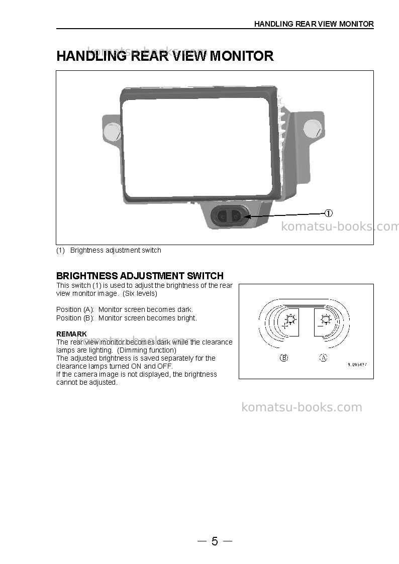 Komatsu gd655-5jpn-rearview camera spec. for kal Operation manual cover Page 6