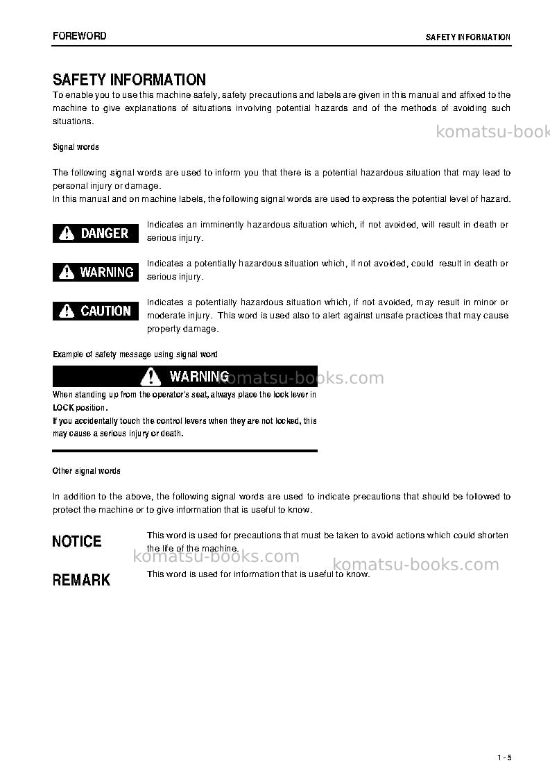 Komatsu br100jg-2jpn Operation manual cover Page 6
