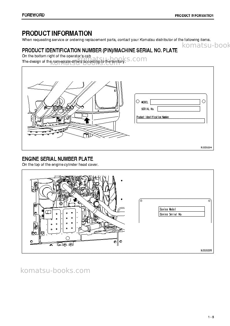 Komatsu pc130-8jpn-all safety labels are pictorial Operation manual cover Page 6