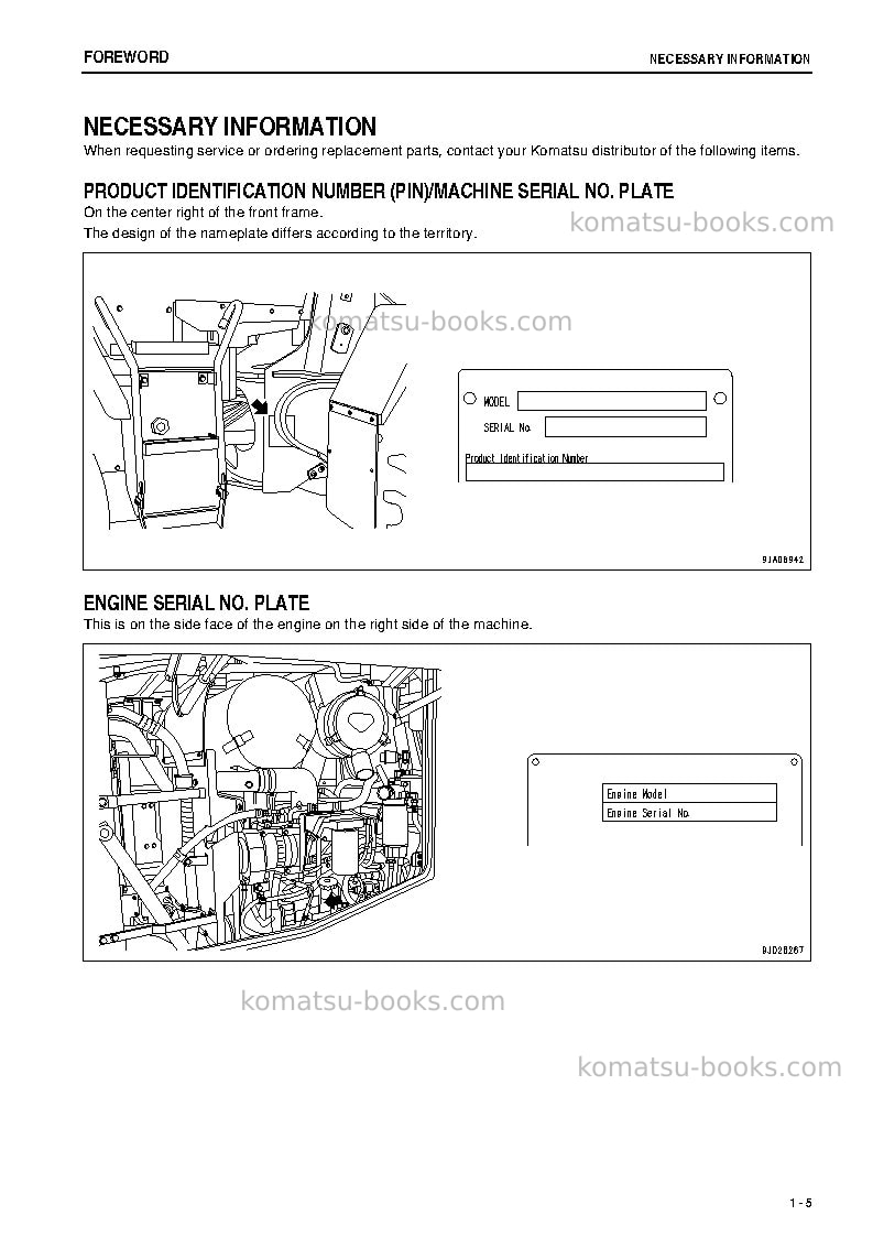 Komatsu wa200-6jpn-all safety labels are pictorial Operation manual cover Page 6