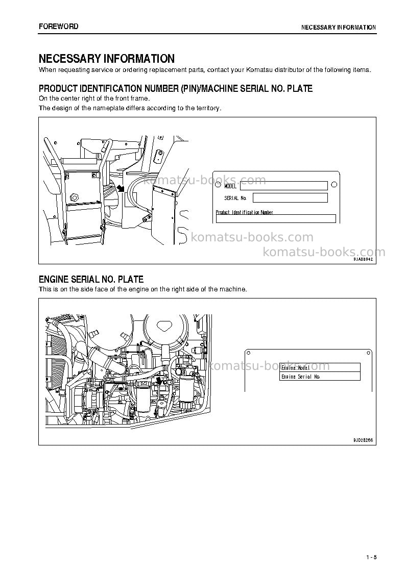 Komatsu wa250-6jpn-all safety labels are pictorial Operation manual cover Page 6