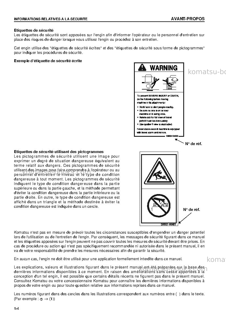 Komatsu pc220-7jpn Manuel d'utilisation couverture Page 6 Komatsu pc220-7jpn Manuel d'utilisation couverture Page 6