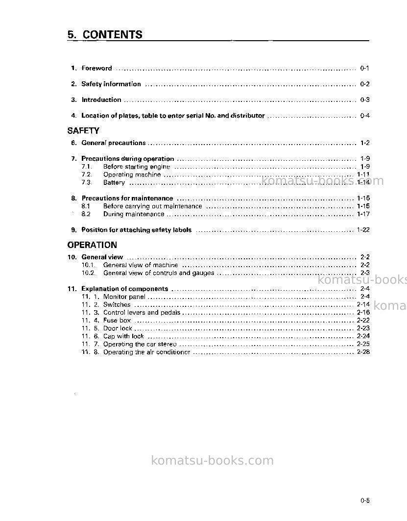 Komatsu d575a-2jpn Operation manual cover Page 6 Komatsu d575a-2jpn Operation manual cover Page 6