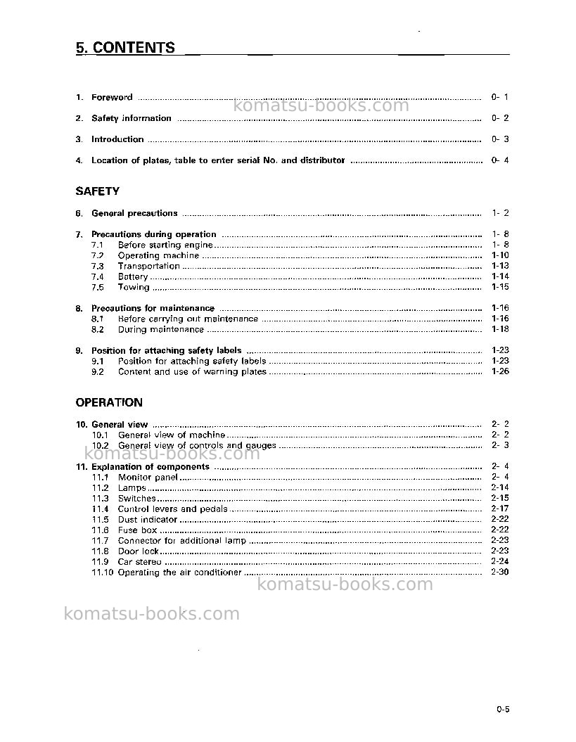 Komatsu d275a-2jpn Operation manual cover Page 6 Komatsu d275a-2jpn Operation manual cover Page 6