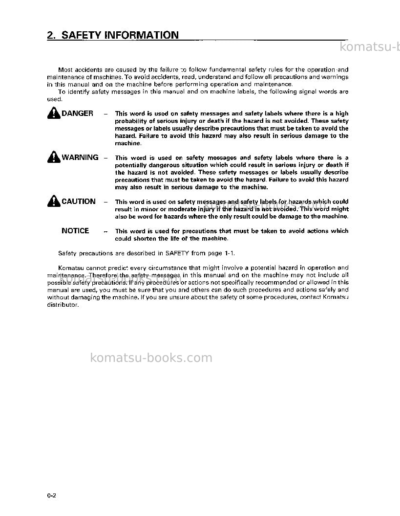 Komatsu pc120-6jpn Operation manual cover Page 6 Komatsu pc120-6jpn Operation manual cover Page 6