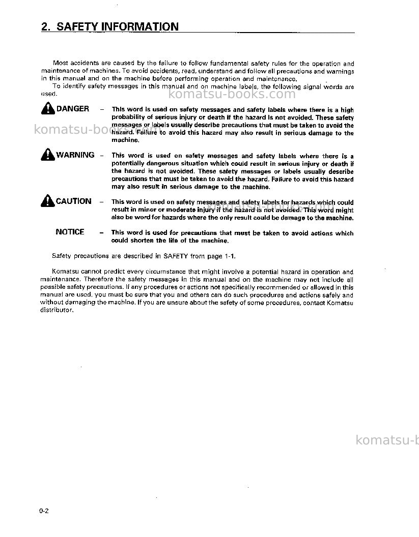 Komatsu pc100-6jpn Operation manual cover Page 6 Komatsu pc100-6jpn Operation manual cover Page 6