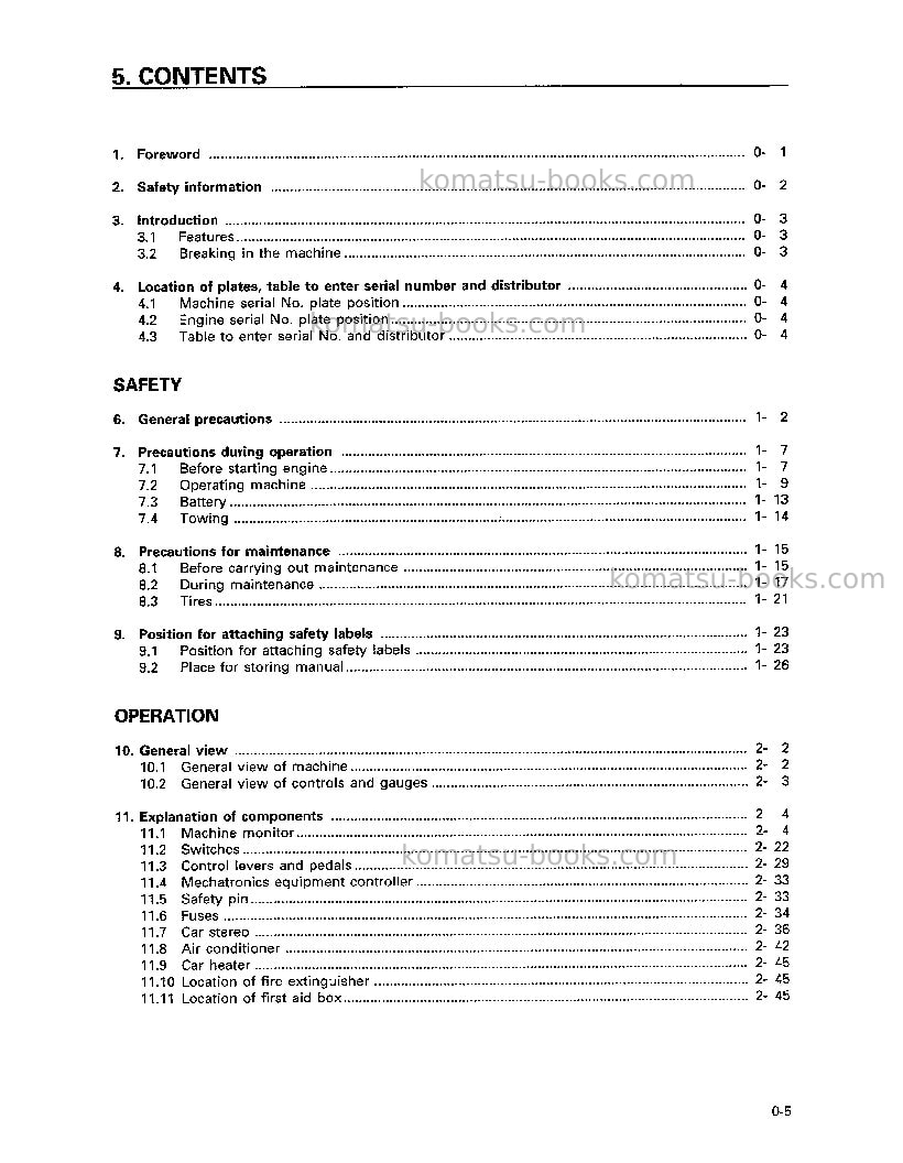 Komatsu hd785-3jpn Operation manual cover Page 6