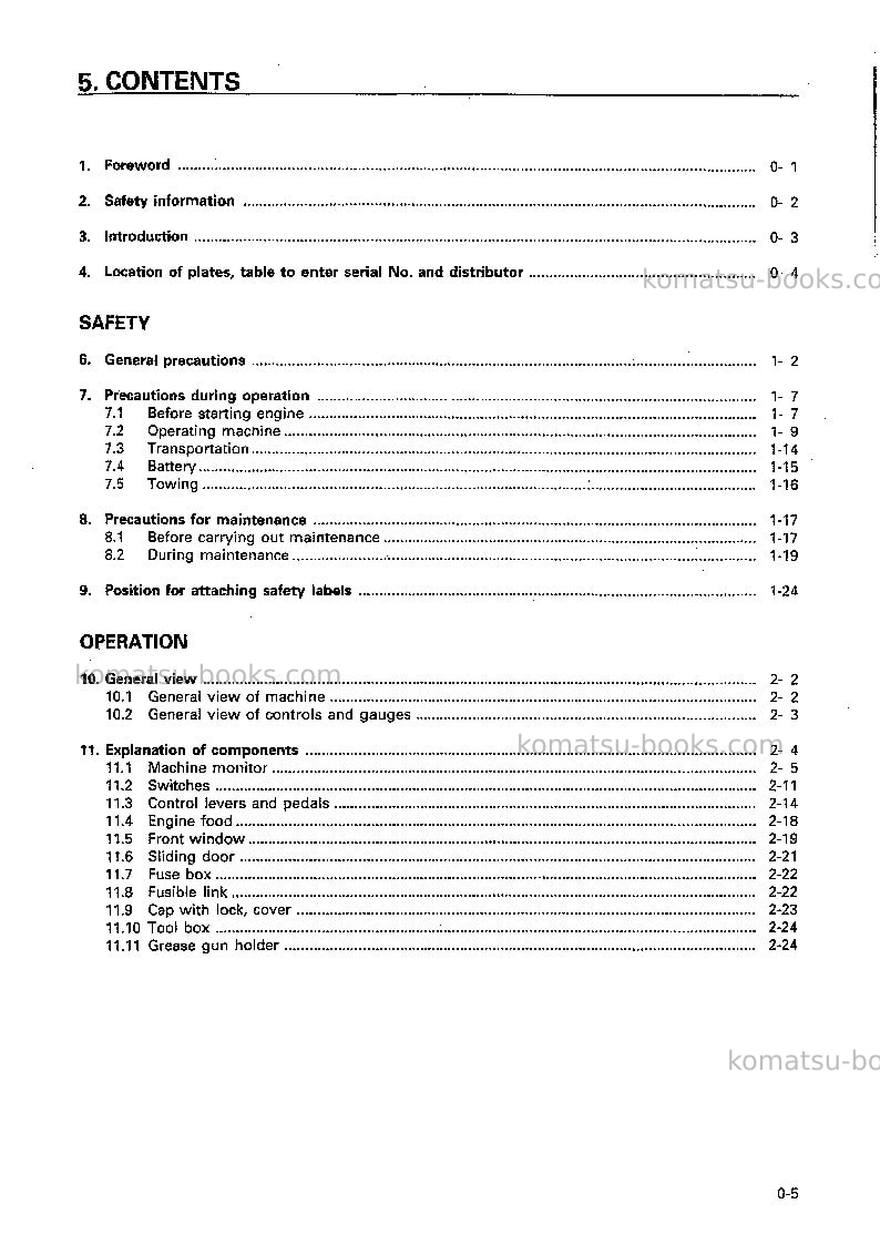 Komatsu pc50uu-2jpn Operation manual cover Page 6 Komatsu pc50uu-2jpn Operation manual cover Page 6