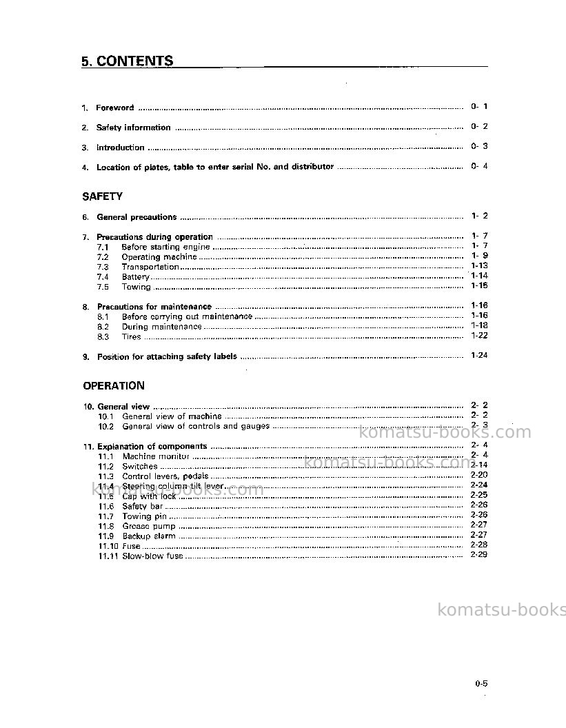 Komatsu wa380-3jpn Operation manual cover Page 6