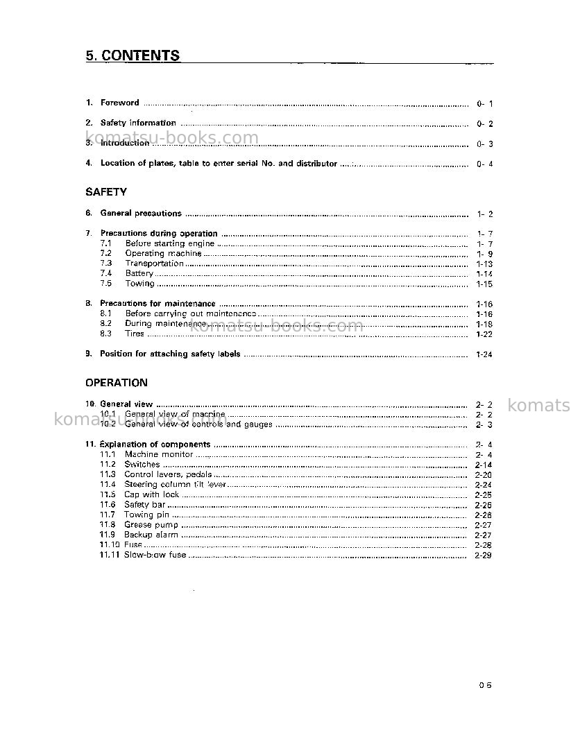 Komatsu wa320-3jpn Operation manual cover Page 6