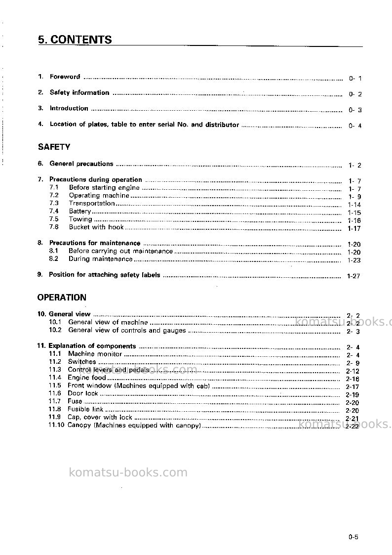Komatsu pc40-7jpn Operation manual cover Page 6