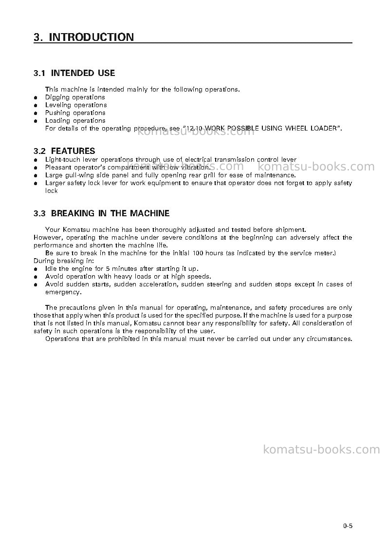 Komatsu wa250-3jpn-a Operation manual cover Page 6