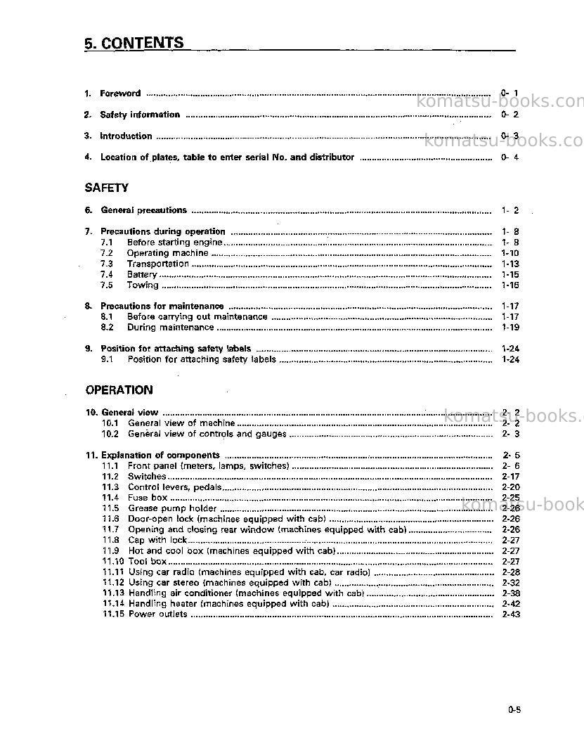 Komatsu d41e-6bra Operation manual cover Page 6 Komatsu d41e-6bra Operation manual cover Page 6