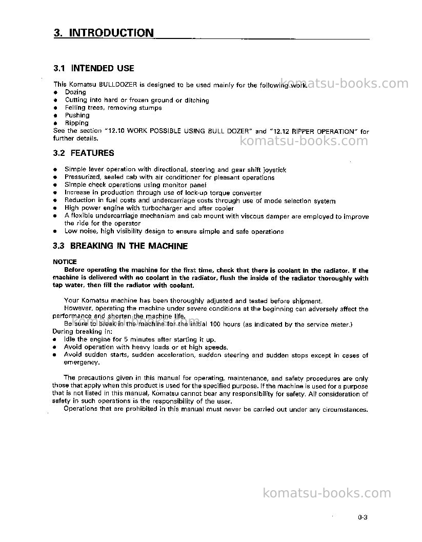 Komatsu d375a-3jpn-6-track roller Operation manual cover Page 6 Komatsu d375a-3jpn-6-track roller Operation manual cover Page 6